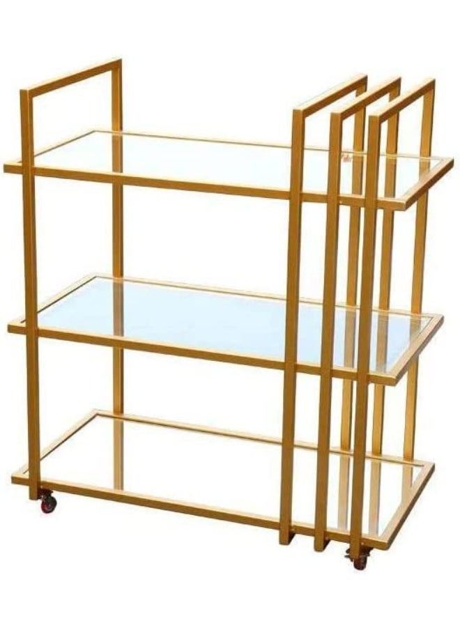 HOME TASTE - Metal Rolling Cart Kitchen Storage Rack Utility Cart With Wheels Kitchen Island Trolly Catering Storage Cart For Kitchen Restaurant Hotel Cafe Etc. Gold Colour - Image 1