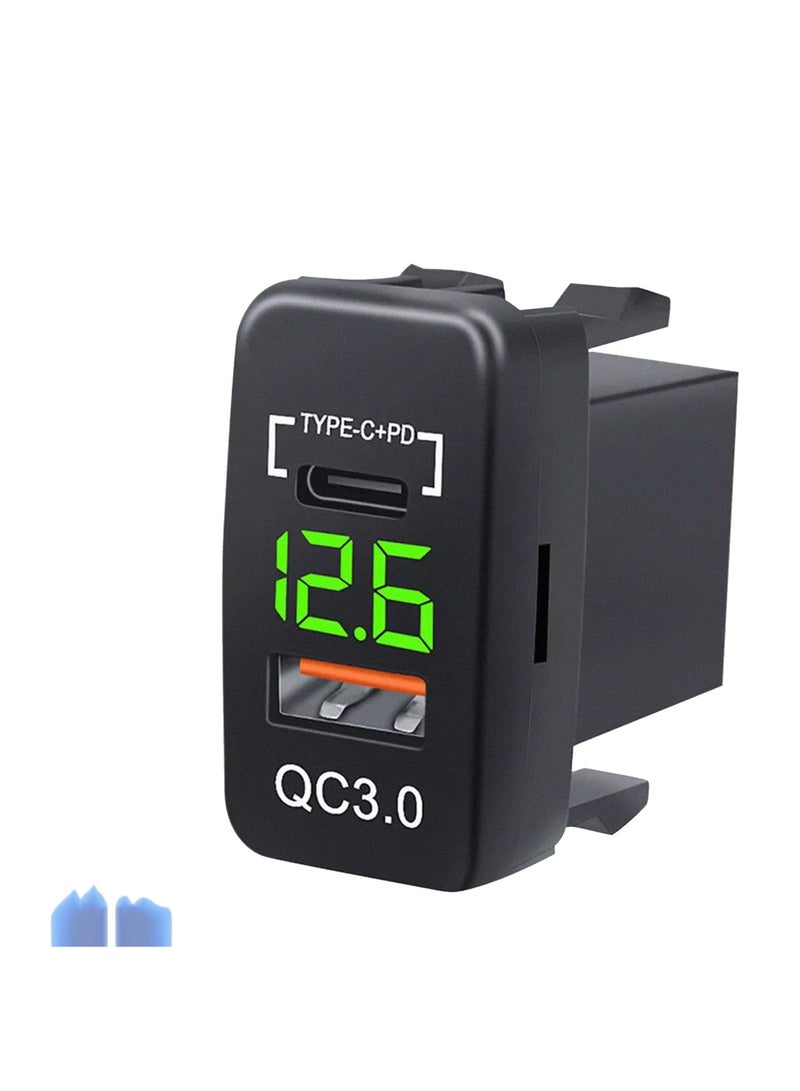 Y&D USB Quick Charger Socket 12V/24V 38W 3.0 &Type-C PD Outlet Multi Port Charge Power Adapter with LED Voltmeter Display for Car Truck Golf Boat Marine RV Motorcycle-1 PCS  - Image 1