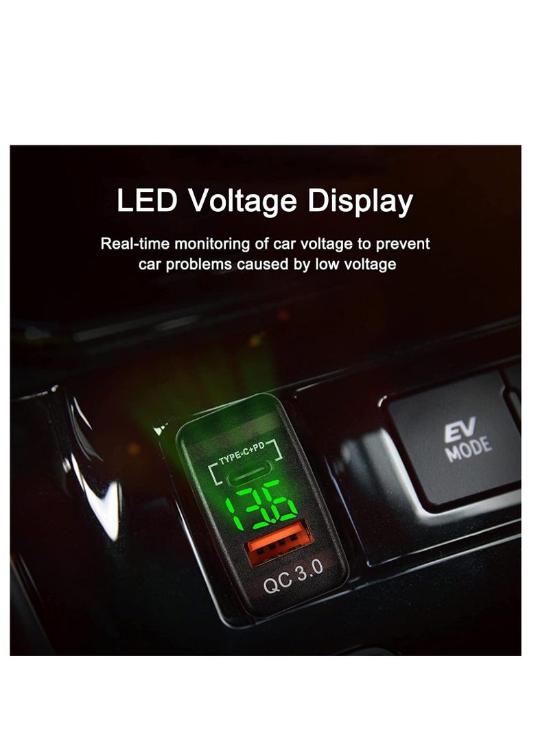 Y&D USB Quick Charger Socket 12V/24V 38W 3.0 &Type-C PD Outlet Multi Port Charge Power Adapter with LED Voltmeter Display for Car Truck Golf Boat Marine RV Motorcycle-1 PCS  - Image 5