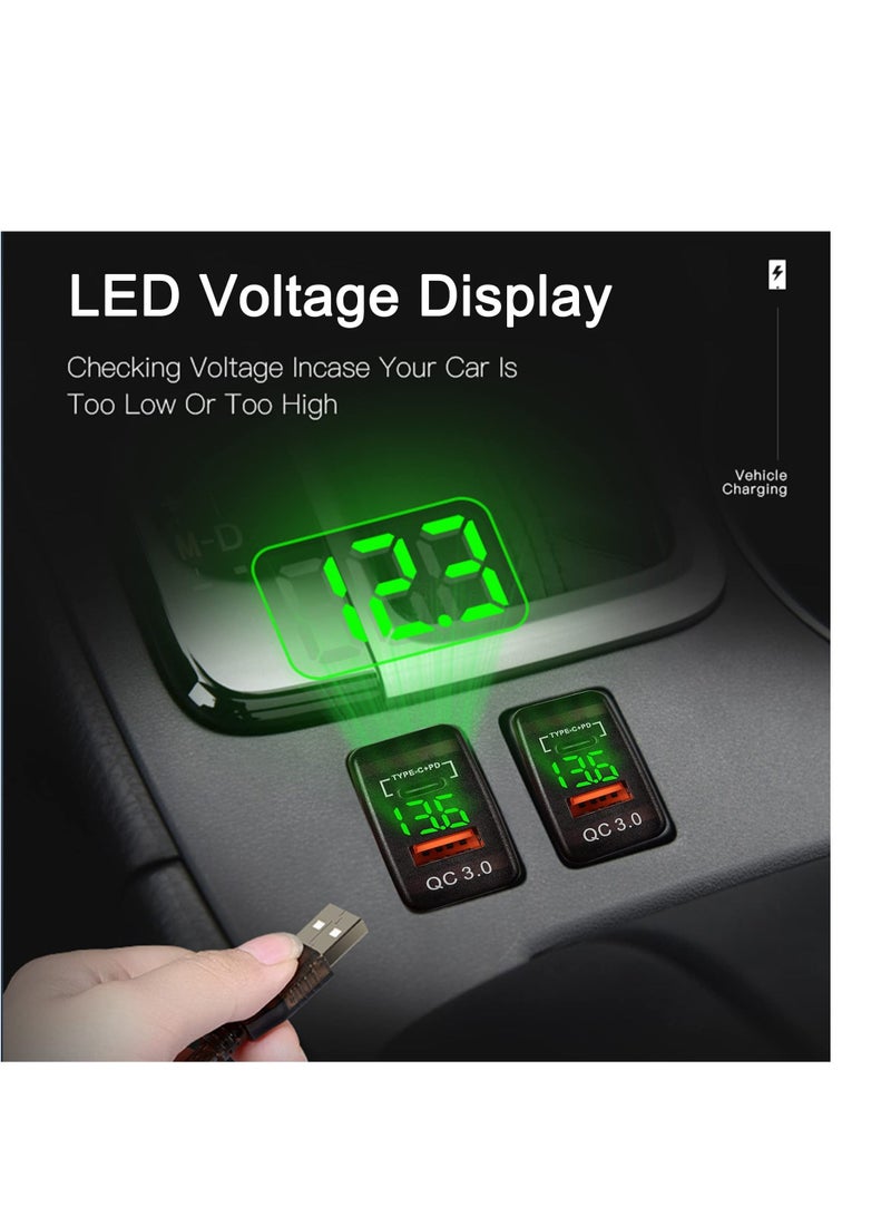 Y&D USB Quick Charger Socket 12V/24V 38W 3.0 &Type-C PD Outlet Multi Port Charge Power Adapter with LED Voltmeter Display for Car Truck Golf Boat Marine RV Motorcycle-1 PCS  - Image 2