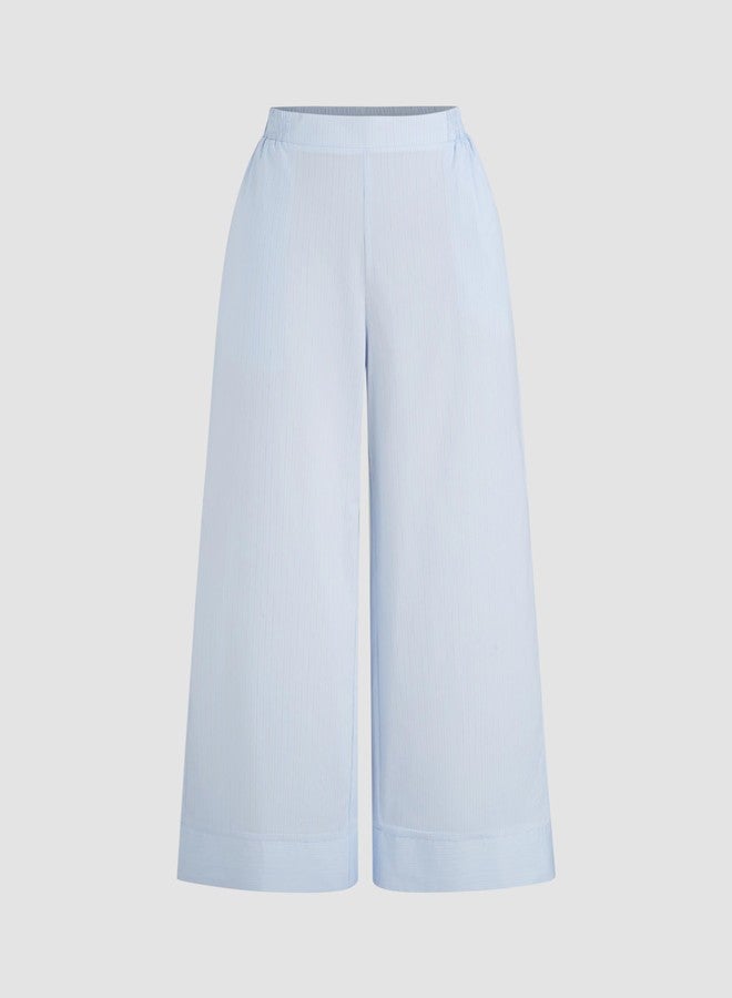 CIDER Womens Mid Waist Wide Leg Pants Striped Casual Business Bottoms with Pockets Baby Blue - Image 2