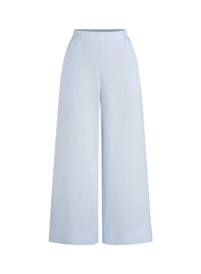 CIDER Womens Mid Waist Wide Leg Pants Striped Casual Business Bottoms with Pockets Baby Blue - Image 1