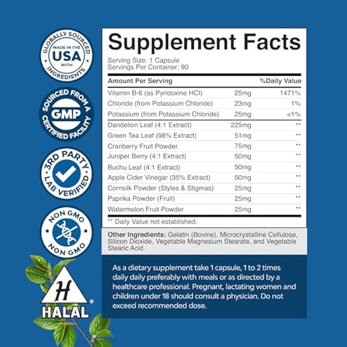 Natures Craft Water Away Herbal Diuretic Pills High Strength - Fluid Retention Supplement with Dandelion Leaf Extract & Green Tea for Bloating Relief for Women & Men - Capsules for Leg & Feet Swelling - 90 Count - Image 2
