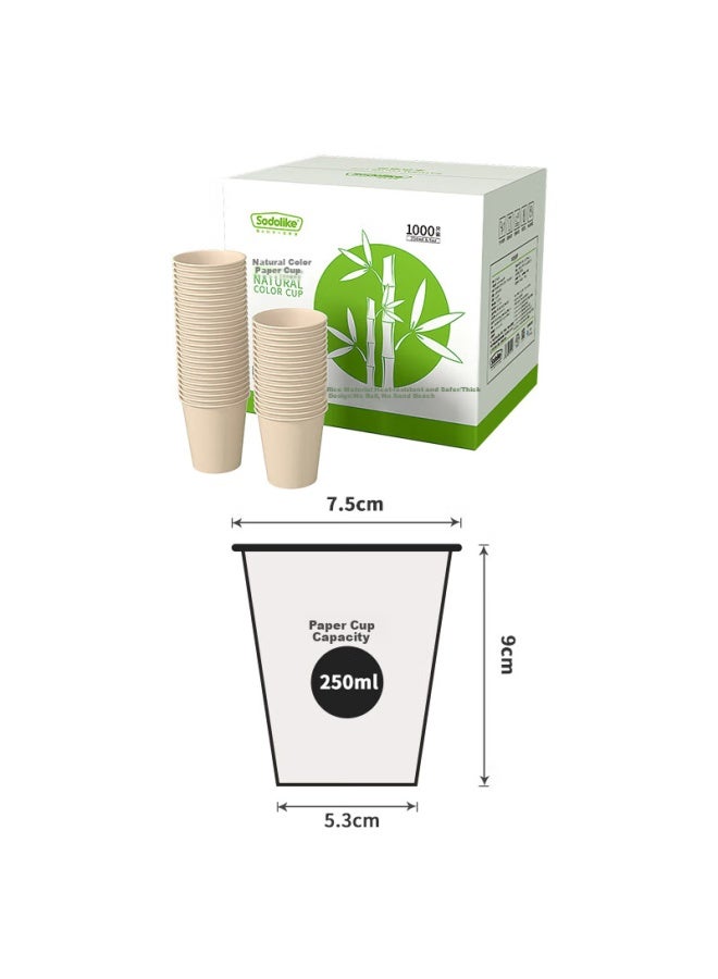 Sodolike Disposable Paper Cups, 250ml Thick Cups, 1000 Pieces Per Box, Natural Wood Color, For Office And Business Use - Image 5