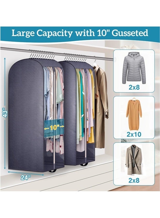 Arabest 2 in 1 Portable Extra Large Hanging Closet Organizer, Hanging Garment Bags, Closet Storage Bag, Moving Bags, skirt Clothes Storage Bag, Moving Garment, Dresses Suit Protector Cover, Cloth Travel Bag (2 Pack, Black) - Image 2