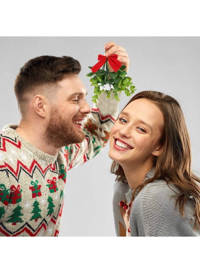Mtlee Christmas Mistletoe Ornaments Bouquet Artificial Mistletoe Branches Decor Floral Pick Hanging Decorative for Home Christmas Handmade Party Decorations (6 Pieces) - Image 2