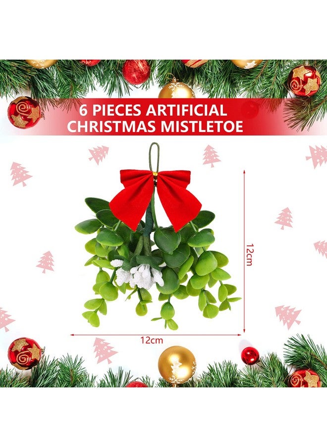 Mtlee Christmas Mistletoe Ornaments Bouquet Artificial Mistletoe Branches Decor Floral Pick Hanging Decorative for Home Christmas Handmade Party Decorations (6 Pieces) - Image 3