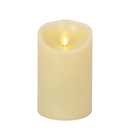 Luminara Scalloped Edge Flameless LED Candle, Ivory, 3" x 5", Battery Operated, Moving Flame, Real Wax Pillar with Timer, Vanilla Honey Scented - Image 1