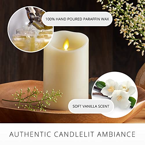 Luminara Scalloped Edge Flameless LED Candle, Ivory, 3" x 5", Battery Operated, Moving Flame, Real Wax Pillar with Timer, Vanilla Honey Scented - Image 5