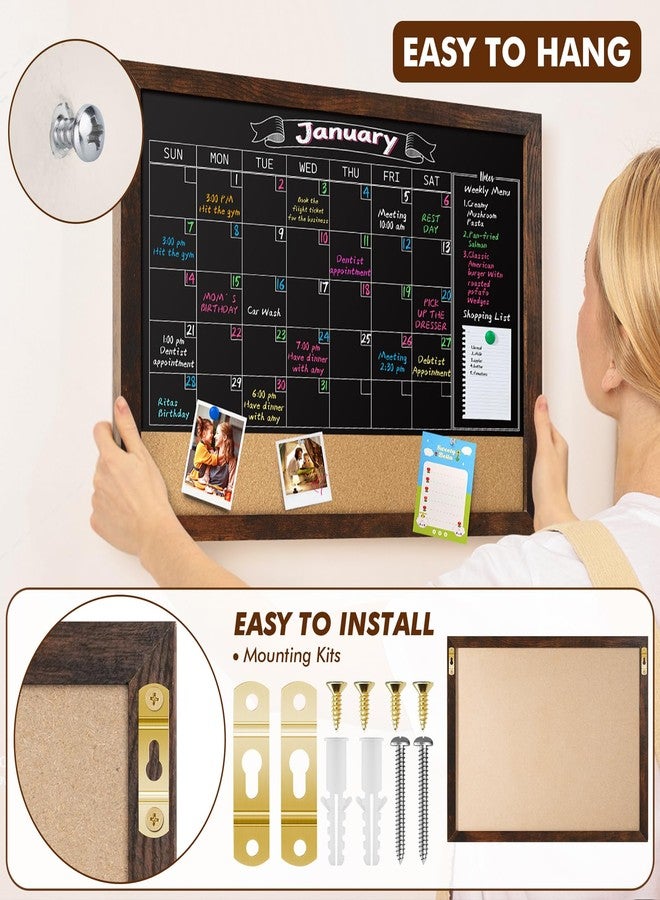 Gotideal Chalkboard Calendar 24" x 18" Chalk Board Calendar for Wall Magnetic Chalkboard Framed,Wall Mounted,Blackboard for Office,Kitchen,School,Home - Image 4