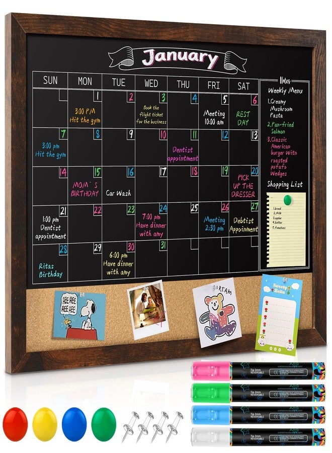 Gotideal Chalkboard Calendar 24" x 18" Chalk Board Calendar for Wall Magnetic Chalkboard Framed,Wall Mounted,Blackboard for Office,Kitchen,School,Home - Image 1