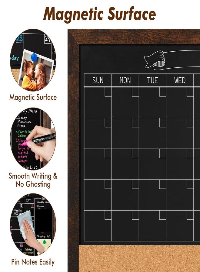 Gotideal Chalkboard Calendar 24" x 18" Chalk Board Calendar for Wall Magnetic Chalkboard Framed,Wall Mounted,Blackboard for Office,Kitchen,School,Home - Image 3