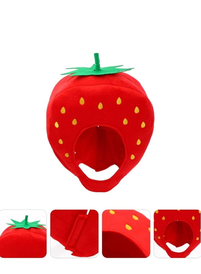 Strawberry Hat Funny Fruit Headwear Cap One Size Plush Fun Hats Carnival Head Cover for Dress Up Supply Party Supplies - Image 1
