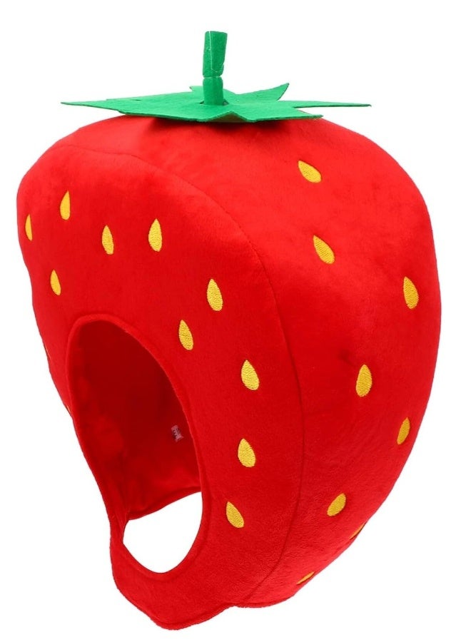 Strawberry Hat Funny Fruit Headwear Cap One Size Plush Fun Hats Carnival Head Cover for Dress Up Supply Party Supplies - Image 4