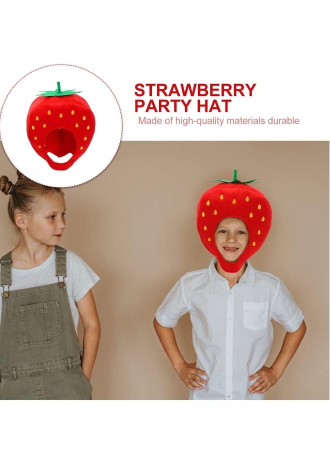 Strawberry Hat Funny Fruit Headwear Cap One Size Plush Fun Hats Carnival Head Cover for Dress Up Supply Party Supplies - Image 3