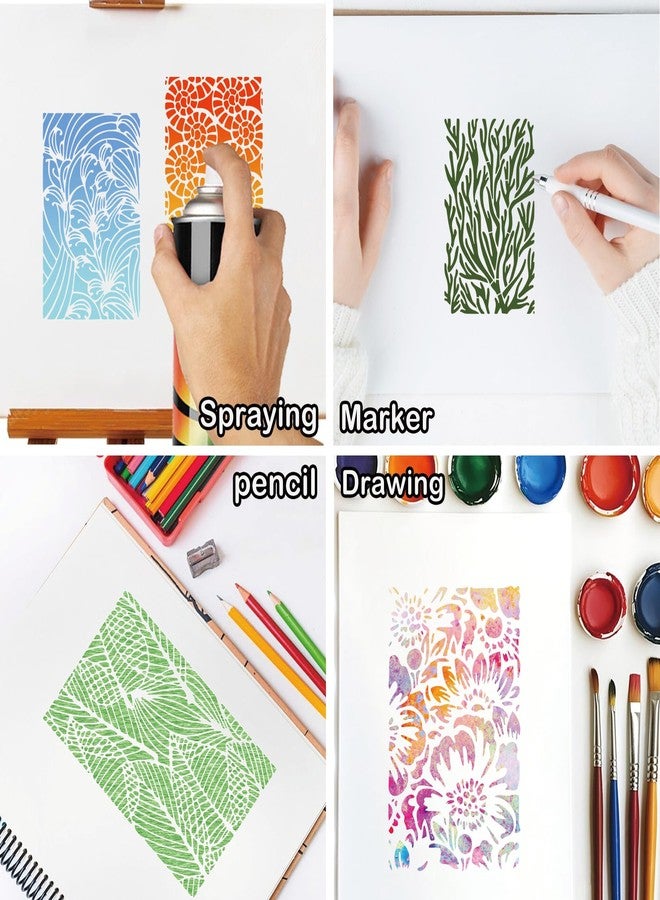 Boqon 16 Pieces Stencils for Painting, Abstract Texture Mixed Media Art Supplies Crafts Reusable Layering Stencil Brick Pattern Templates for Drawing Card Making Canvas Furniture Paper (Mixed16) - Image 2