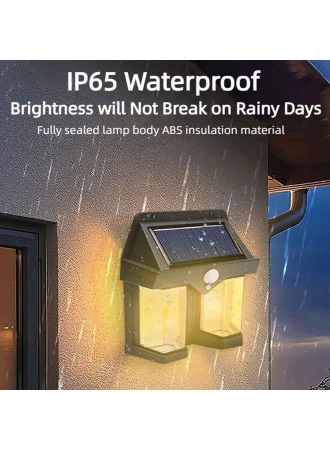 مصباح حائط خارجي لاسلكي يعمل بالطاقة الشمسية، 2 لمبة 1200 LM LED مستشعر حساس للحركة، 3 أوضاع للإضاءة، بطارية 1800 مللي أمبير، للحديقة، ديكور الفناء، الفناء الخلفي، لوحة مقاومة للماء للمدخل - Image 3