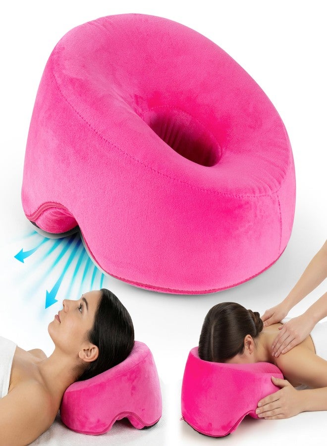 YESINDEED Face Down Pillow for Massage Bed - BBL & Eye Surgery Recovery Headrest | Stomach Sleeping Face Pillow for Prone Sleep, Tanning & Spa | Adjustable Memory Foam Cradle with Removable Cover (Pink) - Image 1