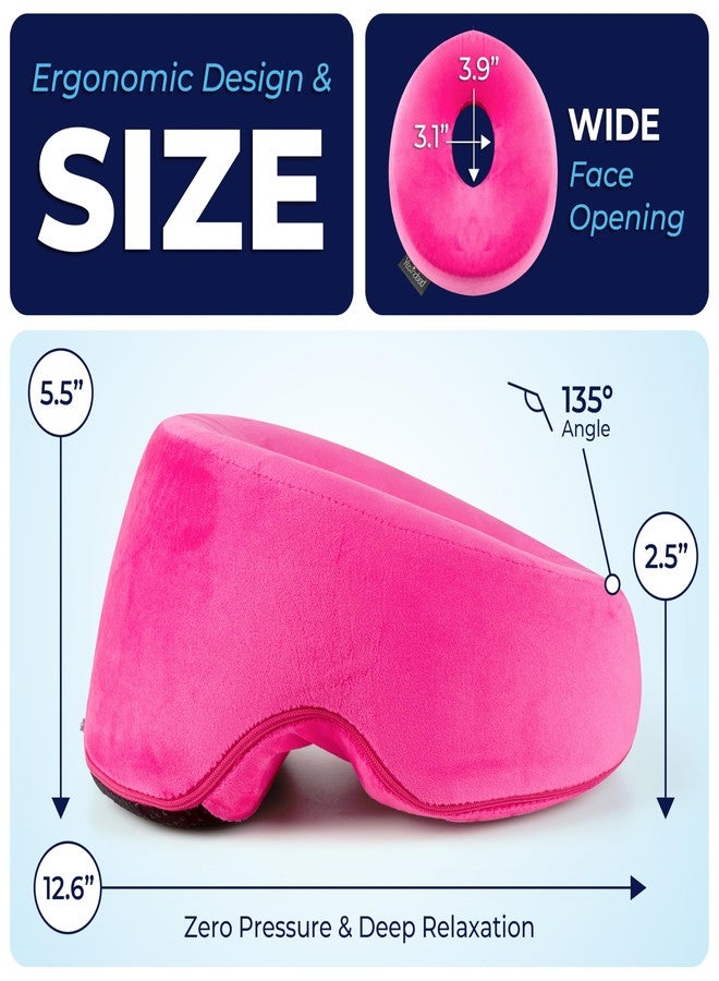 YESINDEED Face Down Pillow for Massage Bed - BBL & Eye Surgery Recovery Headrest | Stomach Sleeping Face Pillow for Prone Sleep, Tanning & Spa | Adjustable Memory Foam Cradle with Removable Cover (Pink) - Image 3
