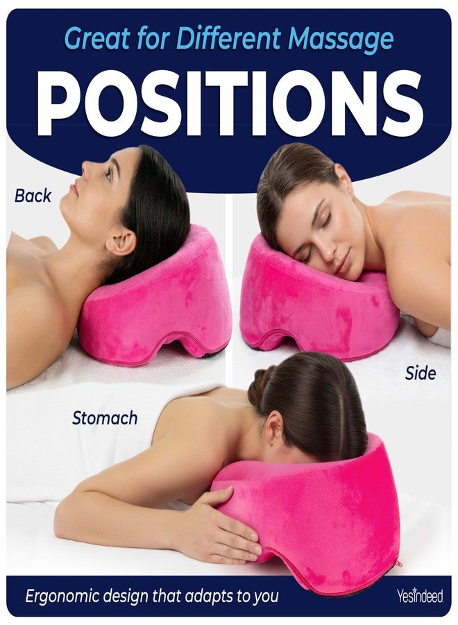 YESINDEED Face Down Pillow for Massage Bed - BBL & Eye Surgery Recovery Headrest | Stomach Sleeping Face Pillow for Prone Sleep, Tanning & Spa | Adjustable Memory Foam Cradle with Removable Cover (Pink) - Image 4