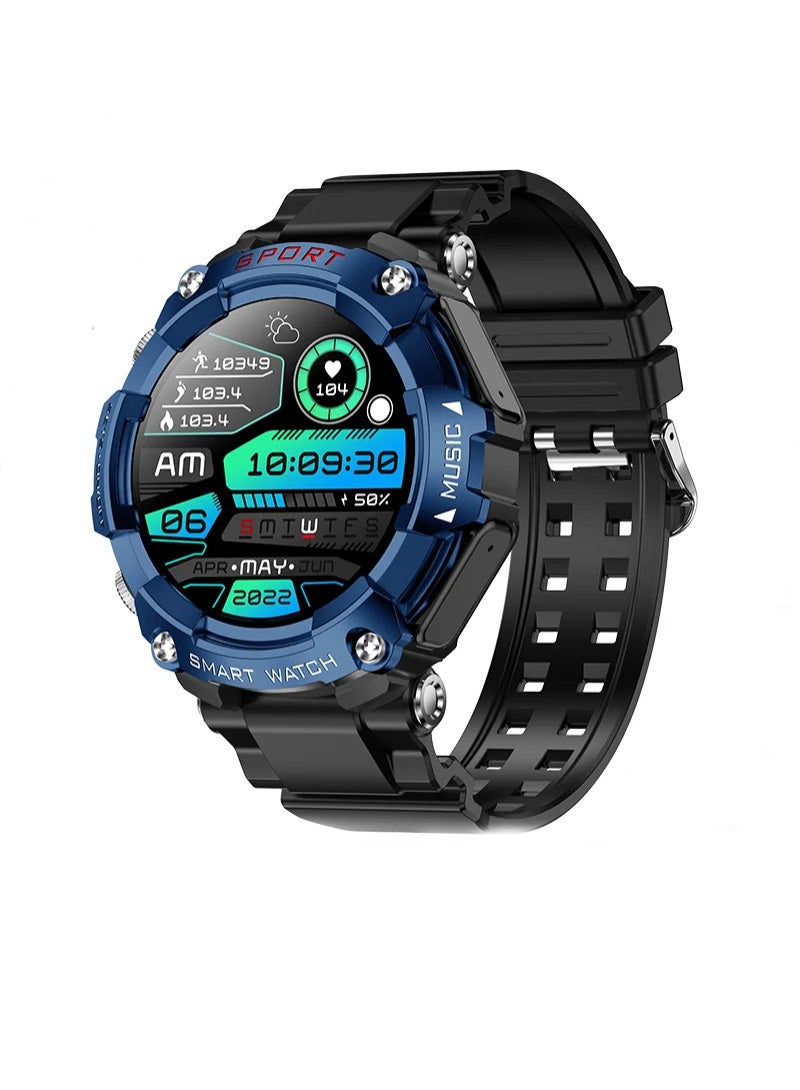 T96 Bluetooth Smart Watch With Earbuds 1.52 HD Screen Rugged Bluetooth Call Fitness Tracker IP67 Waterproof AI Voice Assistant Blue - Image 1