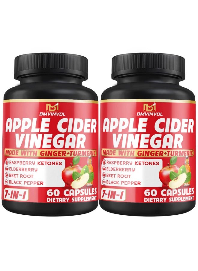 BMVINVOL BMVINVOL (2 Packs) Apple Cider Vinegar Capsules with Ginger, Turmeric, Elderberry, Raspberry Ketones, Beet Root, Black Pepper - 7in1 for Supports Digestion, Detox & Immune - 4 Months Supply - Image 1