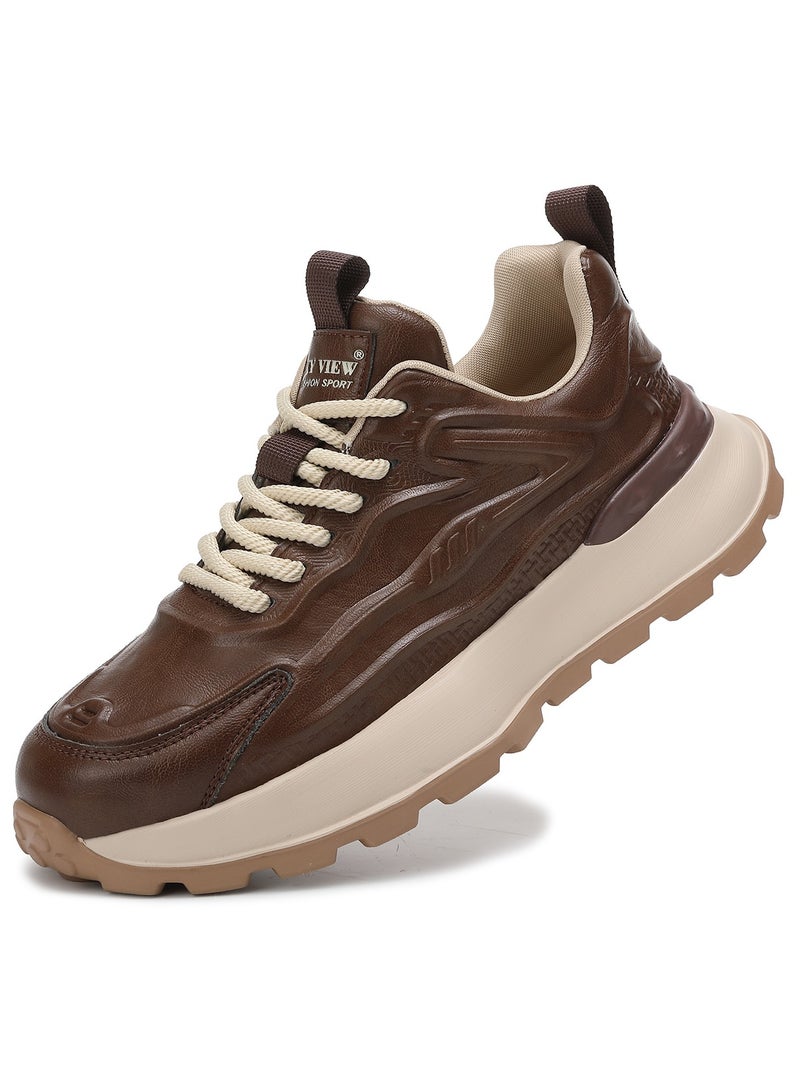 SKY VIEW Men Fashion Casual Shoes Mid Top Wide Hiking Sneakers Non-Slip Trekking Walking Shoes Running Shoes for Men with Arch Support - Image 3