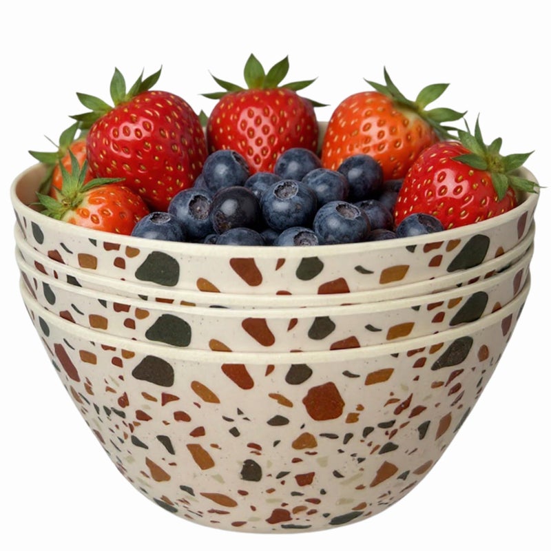 ilohaus Bamboo Bowl Set of 4 â€“ 6 Inch 20 oz Durable Deep Cereal and Snack Dishware for Kids and Toddlers â€“ BPA Free, Dishwasher Safe, Lightweight Alternative to Plastic or Ceramic (Sunset) - Image 1