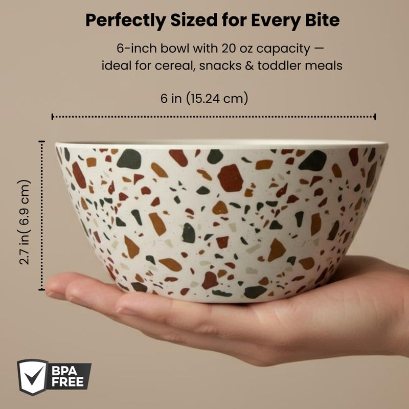 ilohaus Bamboo Bowl Set of 4 â€“ 6 Inch 20 oz Durable Deep Cereal and Snack Dishware for Kids and Toddlers â€“ BPA Free, Dishwasher Safe, Lightweight Alternative to Plastic or Ceramic (Sunset) - Image 2