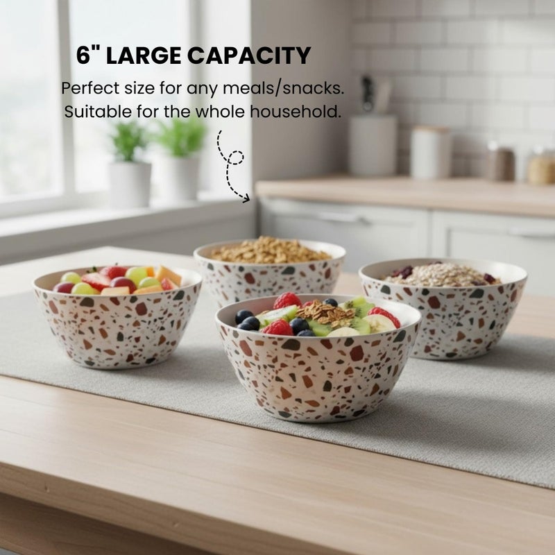 ilohaus Bamboo Bowl Set of 4 â€“ 6 Inch 20 oz Durable Deep Cereal and Snack Dishware for Kids and Toddlers â€“ BPA Free, Dishwasher Safe, Lightweight Alternative to Plastic or Ceramic (Sunset) - Image 5