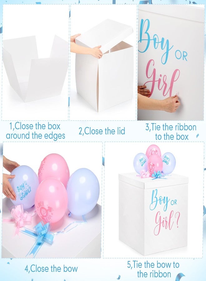 Kolldenn 28 Inches Jumbo Gender Reveal Gift Box with Lid Kit, Extra Large White Gift Box with Boy or Girl Balloon, Stickers and Giant Pull Bows for Gender Reveal Birthday Party Decor Baby Shower - Image 3