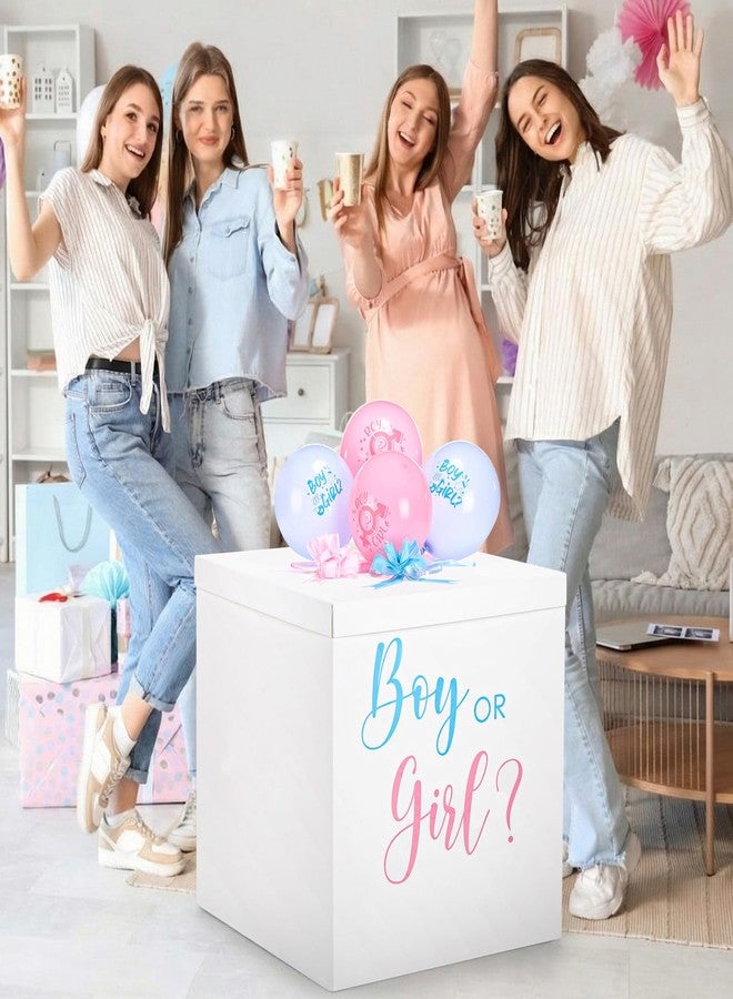 Kolldenn 28 Inches Jumbo Gender Reveal Gift Box with Lid Kit, Extra Large White Gift Box with Boy or Girl Balloon, Stickers and Giant Pull Bows for Gender Reveal Birthday Party Decor Baby Shower - Image 4