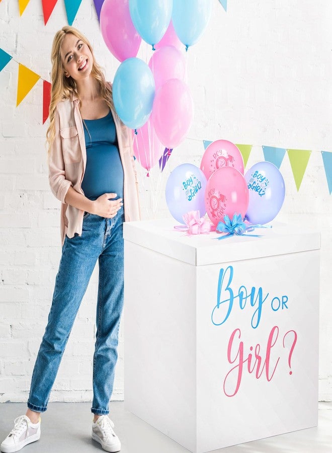 Kolldenn 28 Inches Jumbo Gender Reveal Gift Box with Lid Kit, Extra Large White Gift Box with Boy or Girl Balloon, Stickers and Giant Pull Bows for Gender Reveal Birthday Party Decor Baby Shower - Image 5