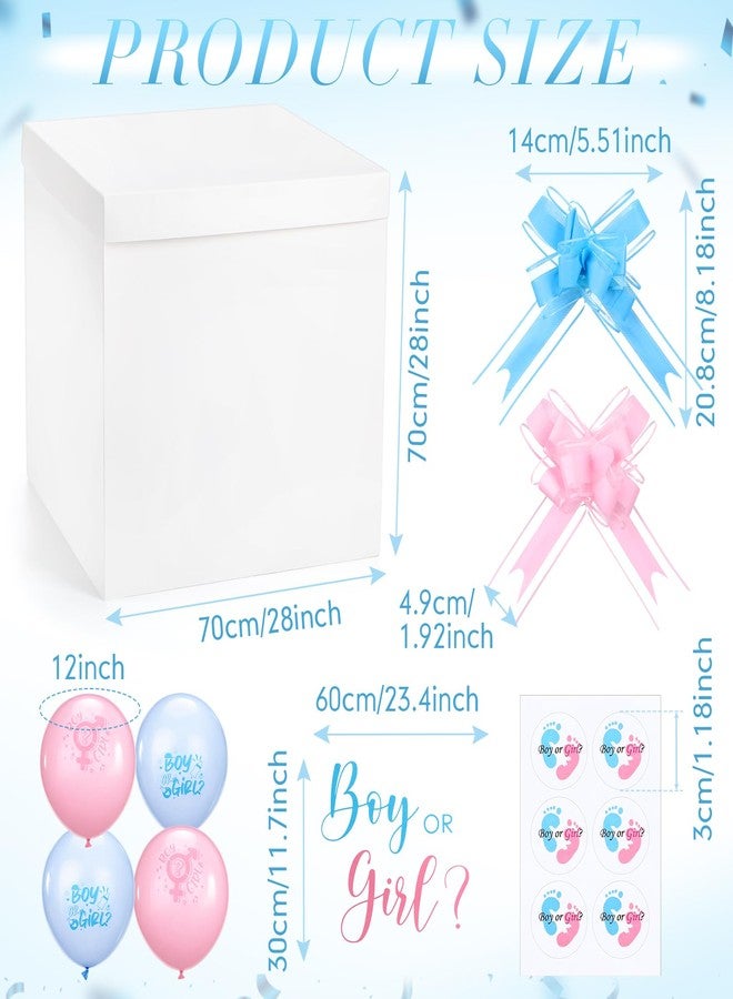 Kolldenn 28 Inches Jumbo Gender Reveal Gift Box with Lid Kit, Extra Large White Gift Box with Boy or Girl Balloon, Stickers and Giant Pull Bows for Gender Reveal Birthday Party Decor Baby Shower - Image 2