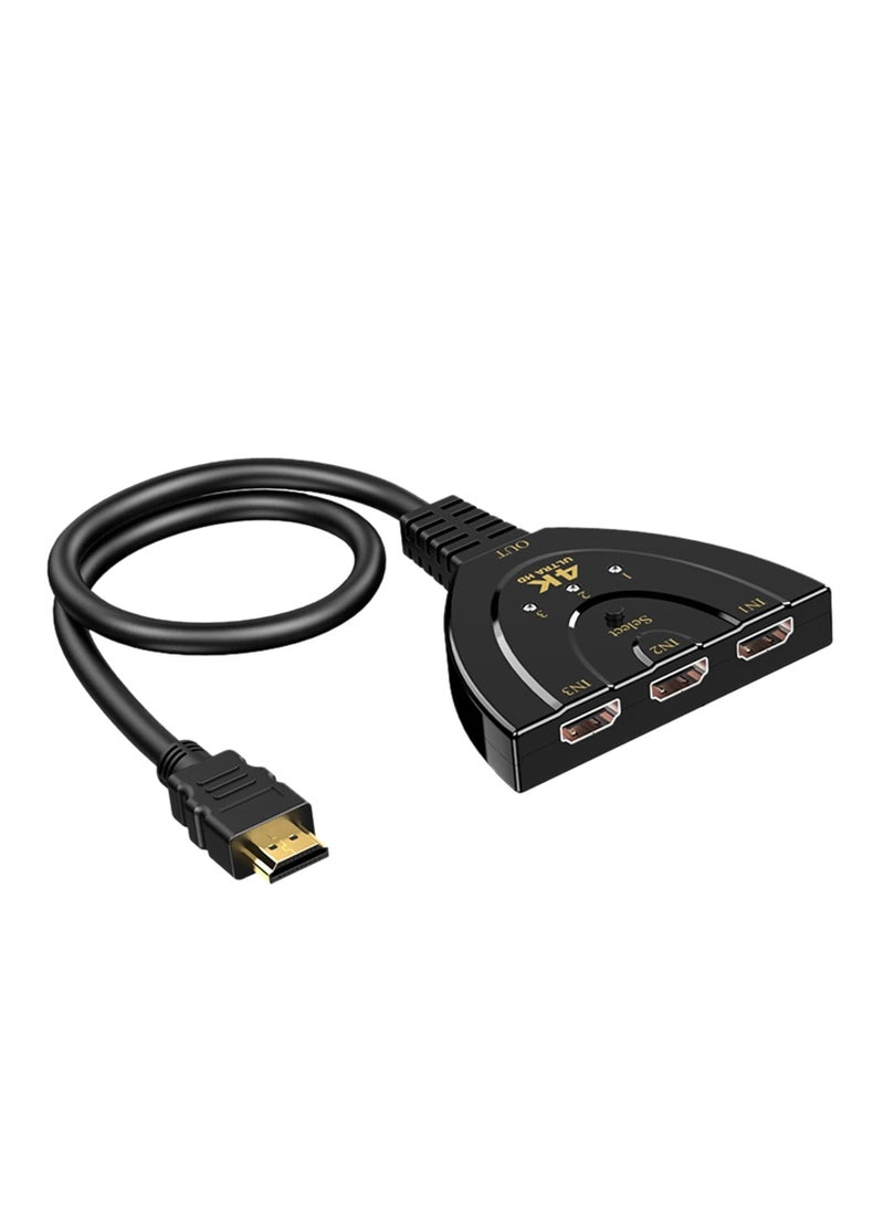 3 in 1 4K HDMI Switch with HDMI Cable , Supports 3 Inputs and 1 Output , Ideal for Connecting PS3/PS4, Xbox, DVD, HDTV , Braid Splitter Supports High Quality Audio and Video, 3D, and Resolution Up to 4K , Stable Performance and High Bandwidth for a Perfect Home Entertainment Experience  - Image 3
