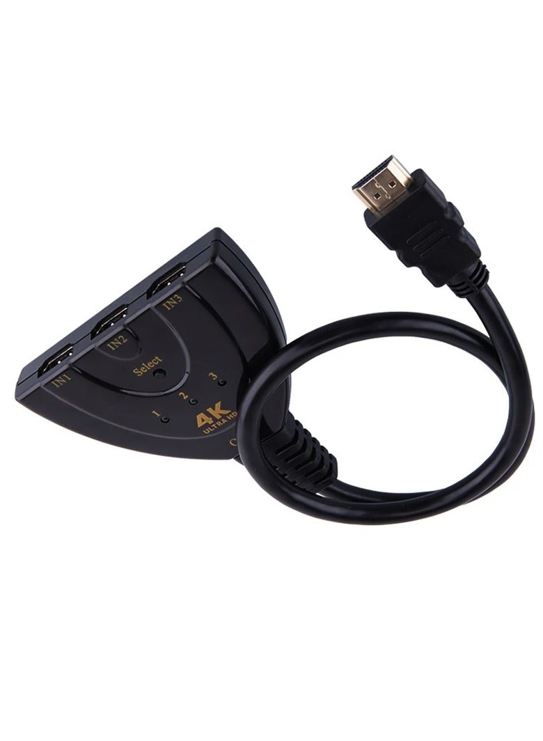 3 in 1 4K HDMI Switch with HDMI Cable , Supports 3 Inputs and 1 Output , Ideal for Connecting PS3/PS4, Xbox, DVD, HDTV , Braid Splitter Supports High Quality Audio and Video, 3D, and Resolution Up to 4K , Stable Performance and High Bandwidth for a Perfect Home Entertainment Experience  - Image 4