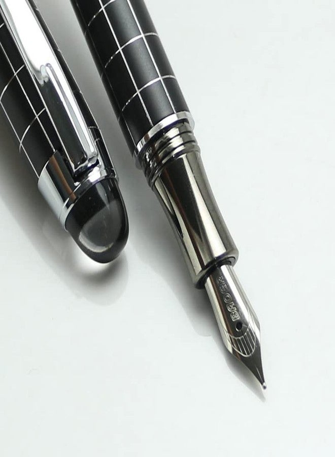 URBAN BOX Fountain Pen Luxury Crystal Head Black Lattice Fountain Pens for Smooth Writing - Medium Nib - Image 4
