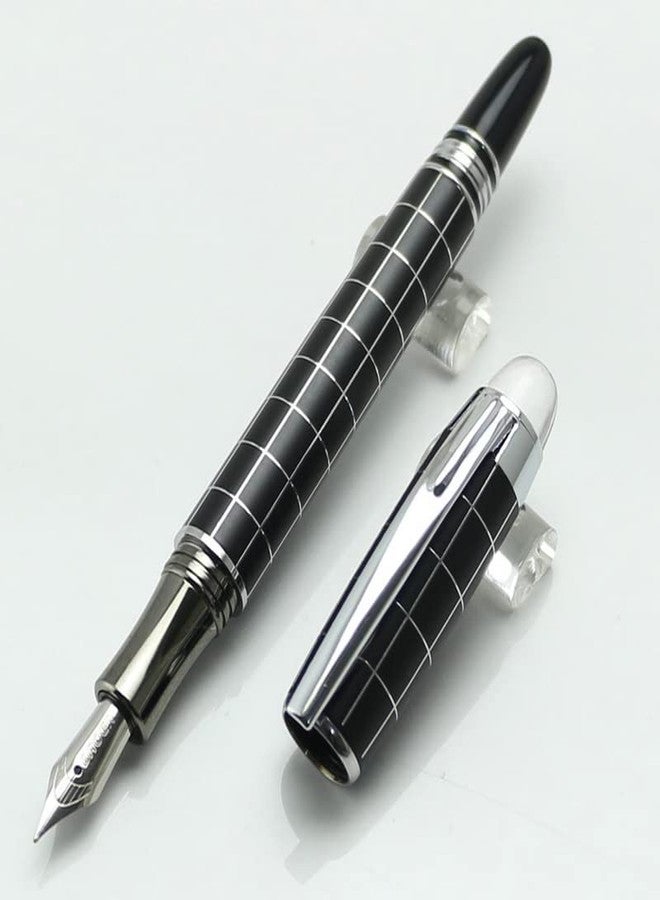 URBAN BOX Fountain Pen Luxury Crystal Head Black Lattice Fountain Pens for Smooth Writing - Medium Nib - Image 2