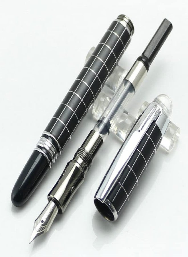 URBAN BOX Fountain Pen Luxury Crystal Head Black Lattice Fountain Pens for Smooth Writing - Medium Nib - Image 3