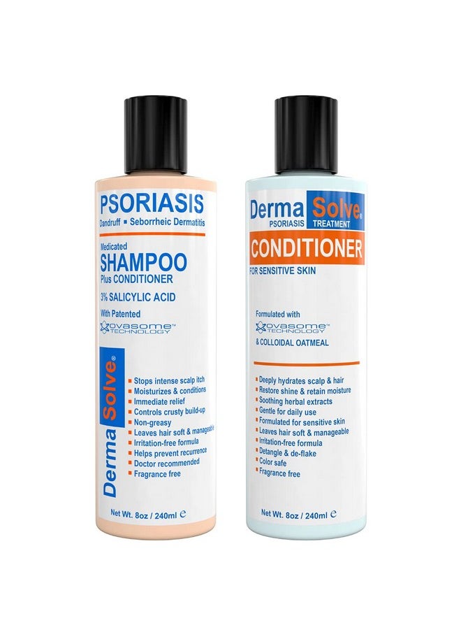 Dermasolve DermaSolve Scalp Psoriasis & Dandruff free Medicated Shampoo with Conditioner, Ultimate Seborrheic Dermatitis Treatment for Itchy, Flakey Scalp, Soothing & Moisturizing Relief  - Image 1