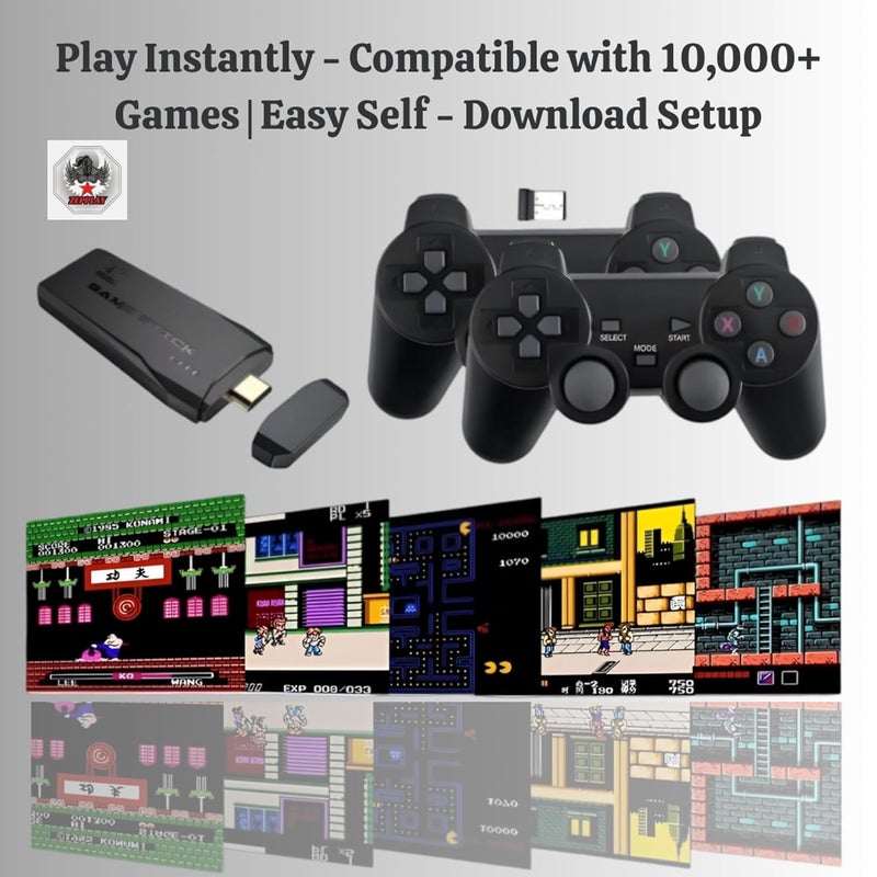 Zepplay Wireless Retro Video Game Stick | Plug & Play HDMI Console for TV with 2 Controllers | Built-in 10,000+ Classic Games - Image 2