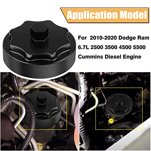 Bentolin Fuel Filter Housing Cap Cover For 2010-2020 Dodge Ram 2500 3500 4500 5500 6.7L Cummins Diesel Engine Black - Image 3