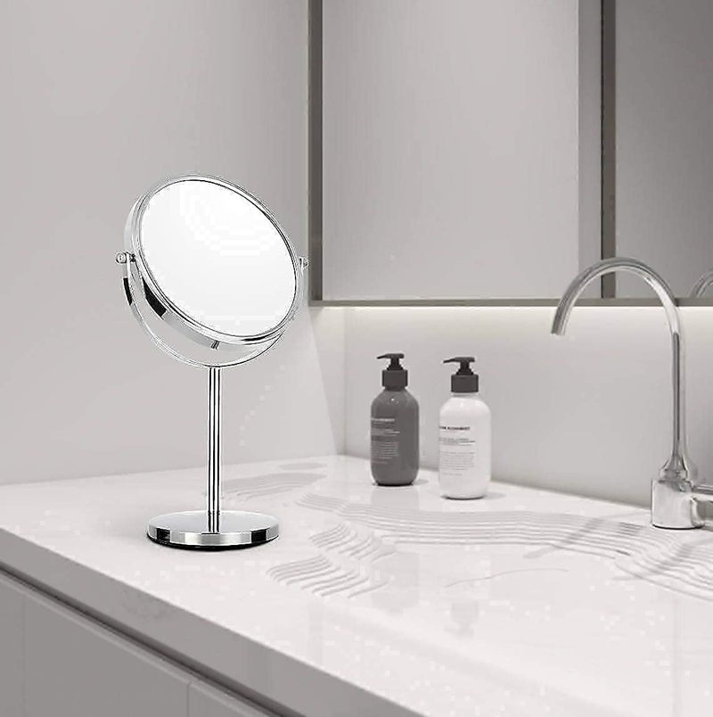Longkins 7 Inch Makeup Mirror Double Sided Tabletop Vanity Mirror with 3x Magnification Swivel Cosmetic Mirror for Home Bathroom Shower Travel - Image 3