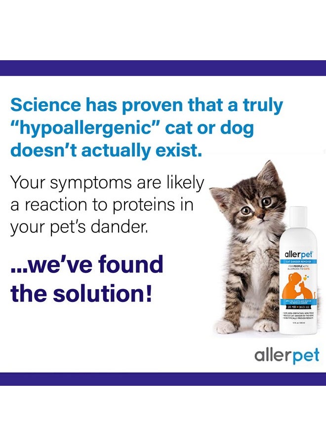 Allerpet - Allerpet Cat Dander Remover w/Free Applicator Mitt - Effective Cat Dander Remover - Anti Allergen Solution Made in USA - (12oz) - Image 1