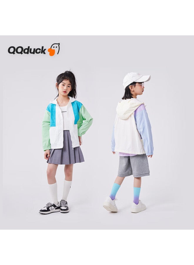 Qq Duck Girls' Sun Protection Clothing, Children's Summer Jacket, Lightweight Sunshade, Youth Clothing, Three Colors White; Size 150 - Image 2