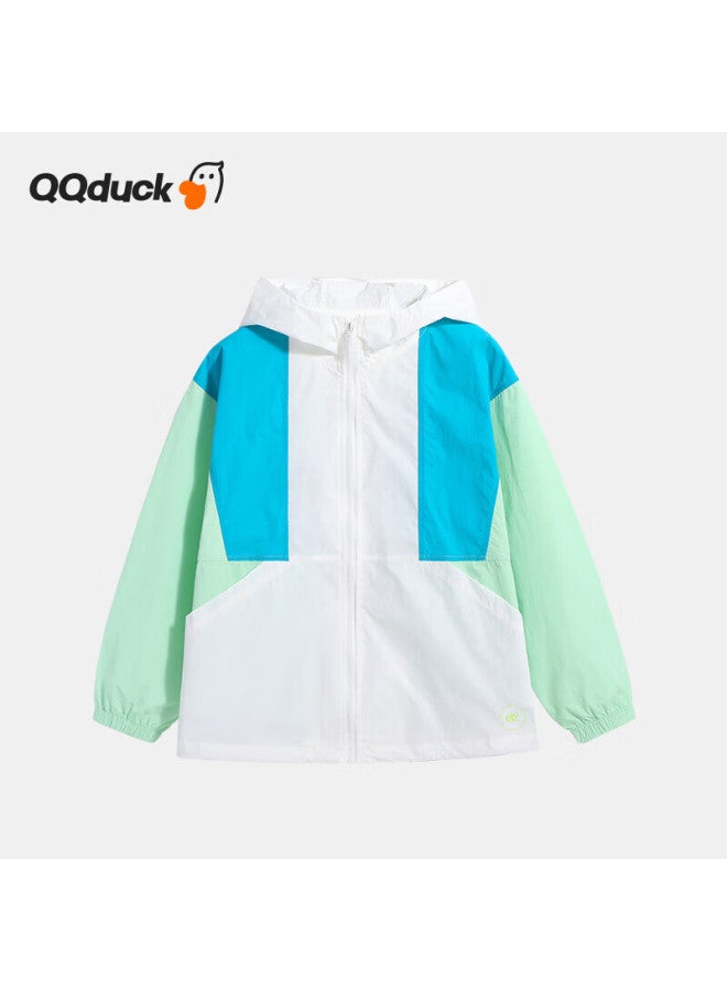 Qq Duck Girls' Sun Protection Clothing, Children's Summer Jacket, Lightweight Sunshade, Youth Clothing, Three Colors White; Size 150 - Image 4