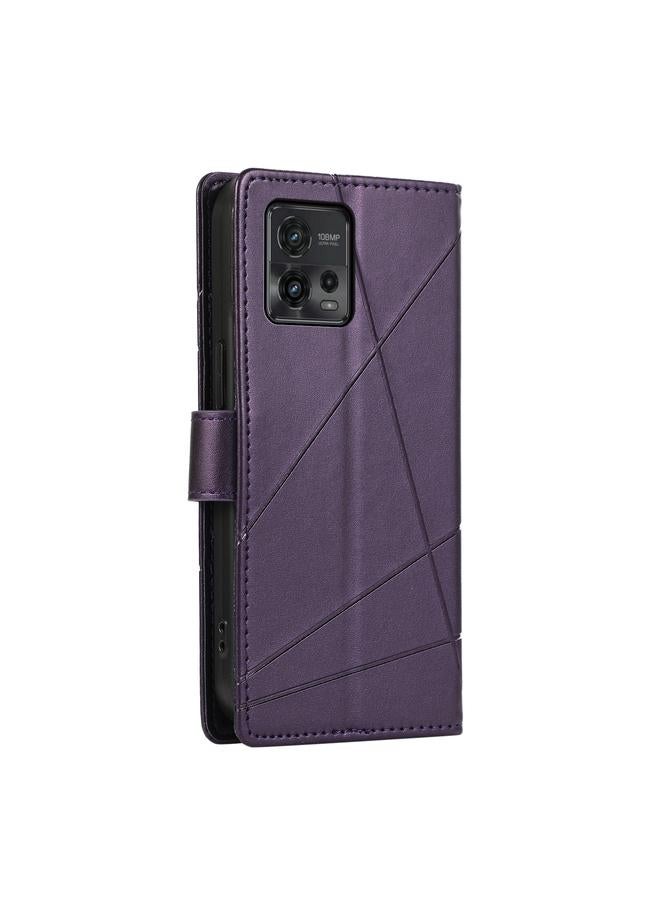 اس-توب جراب لهاتف Motorola Moto G72 مصنوع من جلد البولي يوريثان الأصلي ومزخرف بخطوط منقوش - Image 3