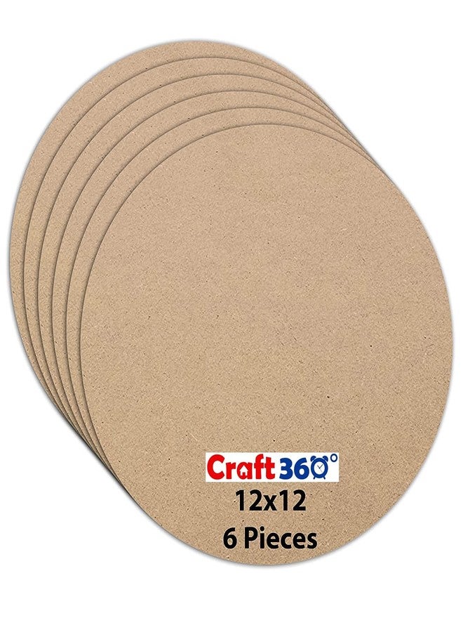 CRAFT 360 Craft360 Wood MDF Board Sheets, 2.1mm Thickness, Size 12X12 inch (Pack of 6) Circle (Circle-2.1x12x12-6pack-CC) - Image 1