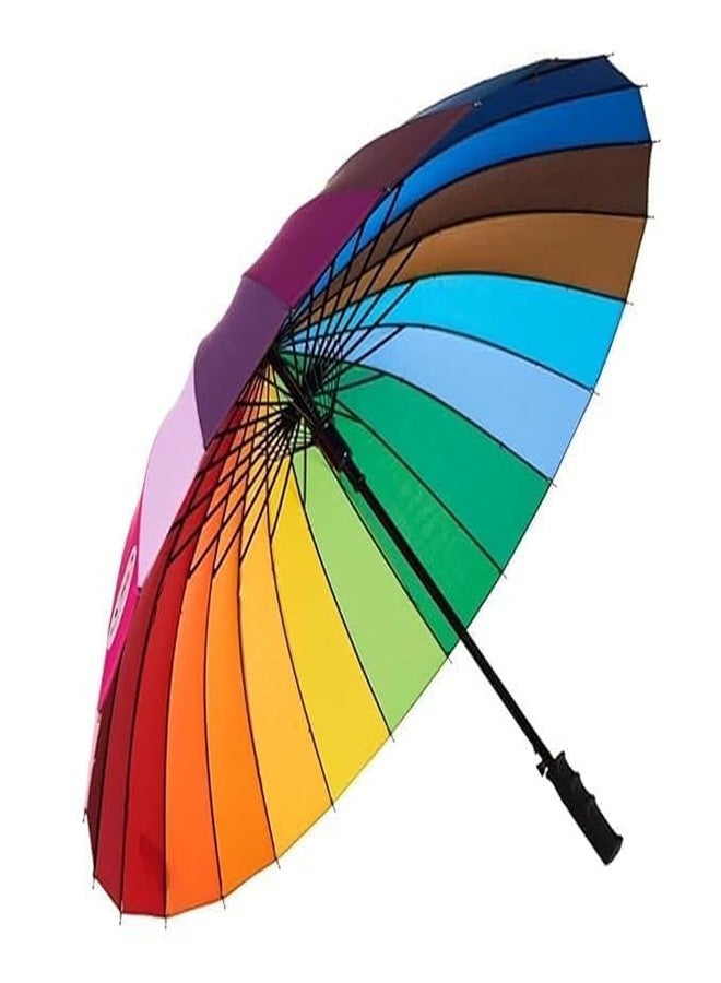DARKFISH Rainbow Umbrella Big Size 16 Ribs Rainbow Umbrella Stylish Colorful Rainbow Umbrella for Kids Woman and Men Windproof Rainbow Umberalla Auto Open And Manual Close Anti-UV. - Image 1