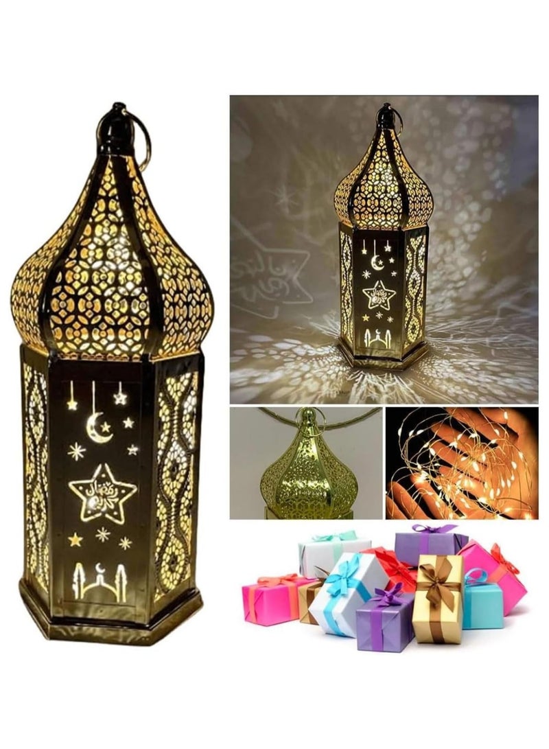 جورونب مصابيح رمضان LED، مصباح مكتب مغربي، مصباح مكتب العيد، فانوس زخرفي يعمل بالبطارية، هدايا زخرفية للمنزل ديكور حفلات الأعياد الإسلامية الإسلامية - Image 2